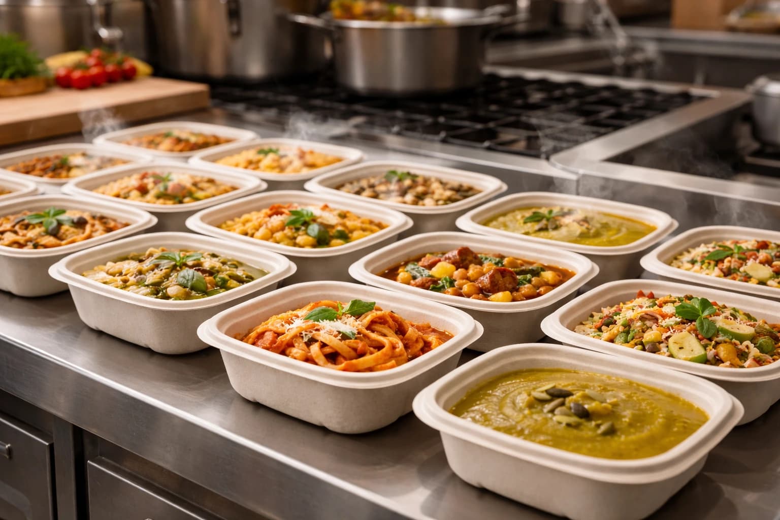 Cocina con producción por lotes